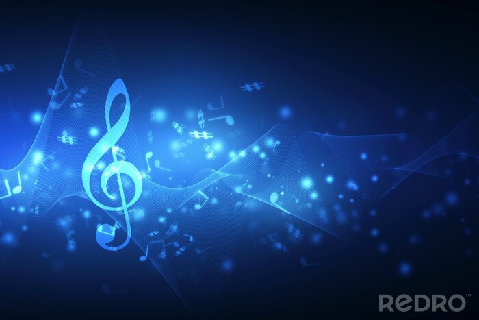 Fotobehang Abstract Colorful music background with notes, Music Party Background