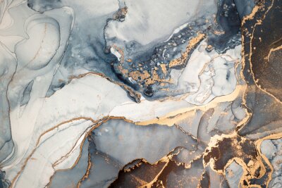 Fotobehang Abstract marmer met blauwe en gouden kleuren