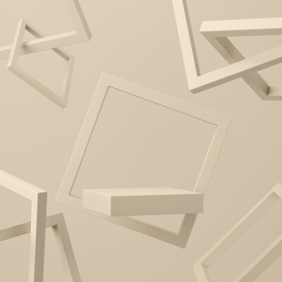 Fotobehang Abstract mock up scene minimal concept beige color with geometry shape podium background for product presentation. 3d rendering