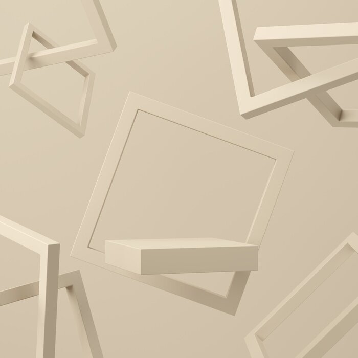 Fotobehang Abstract mock up scene minimal concept beige color with geometry shape podium background for product presentation. 3d rendering