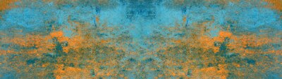 Fotobehang Abstract oranje blauw beton