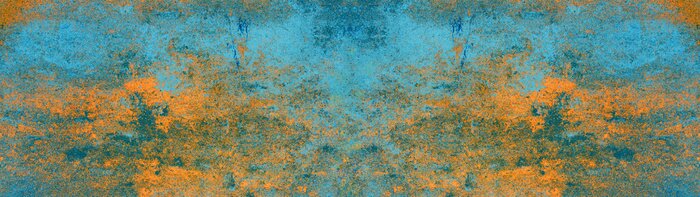 Fotobehang Abstract oranje blauw beton