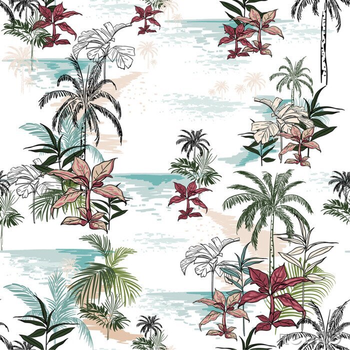 Fotobehang Abstract overzees en vegetatiestrand