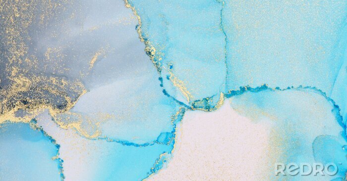 Fotobehang Abstract painting blots background. Marble texture. Alcohol ink colors.