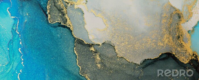 Fotobehang Abstract painting blots background. Marble texture. Alcohol ink colors.