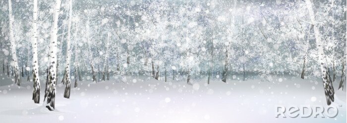 Fotobehang Abstract panorama met berken