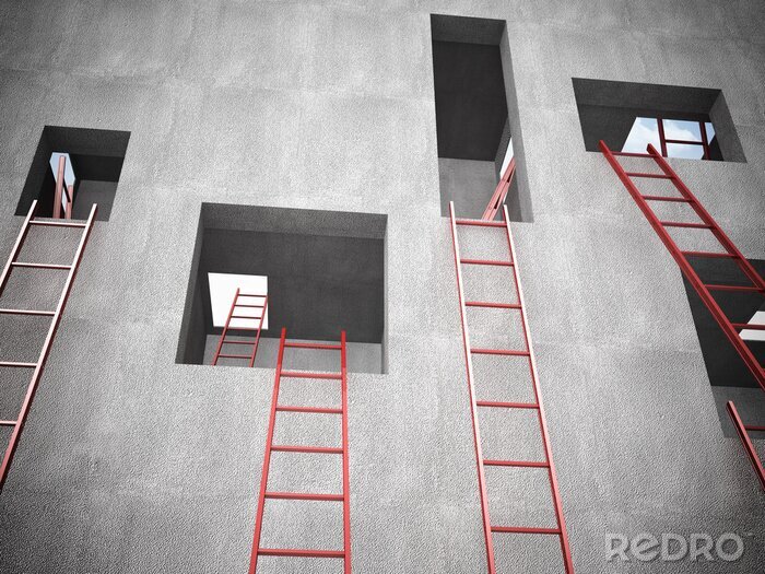 Fotobehang Abstract venster met ladders