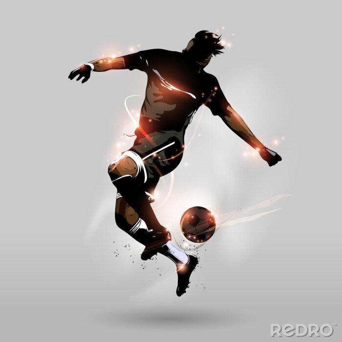 Fotobehang abstract voetballer spelen met bal