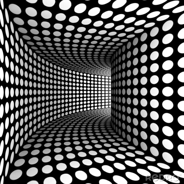 Fotobehang Abstracte 3D tunnel met stippen