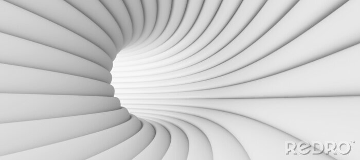 Fotobehang Abstracte 3D witte tunnel