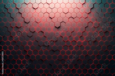 Fotobehang Abstracte 3D zwarte en rode honingraat