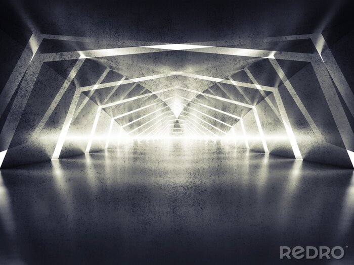 Fotobehang Abstracte betonnen tunnel