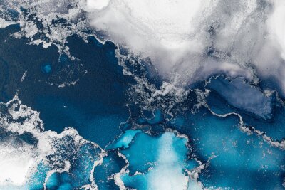 Fotobehang Abstracte blauwe marmeren moderne compositie