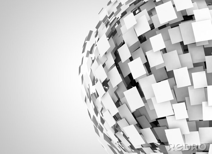 Fotobehang Abstracte bol van vierkanten 3D