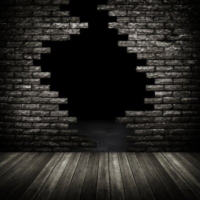 Fotobehang Abstracte donkere muur met een gat