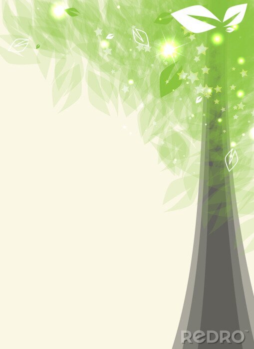 Fotobehang abstracte futuristische kaart gestileerde boom met groene leafage