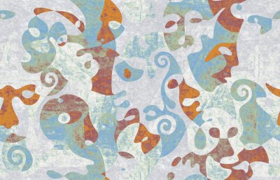 Fotobehang Abstracte gezichten in de Bauhaus-stijl van artistieke grafiek