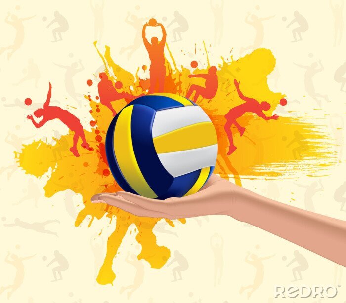Fotobehang Abstracte grungy achtergrond met volleybal