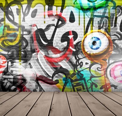 Fotobehang Abstracte kleurrijke graffiti