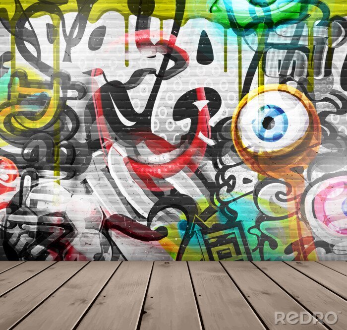 Fotobehang Abstracte kleurrijke graffiti
