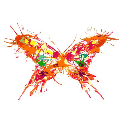 Fotobehang Abstracte oranje vlinder