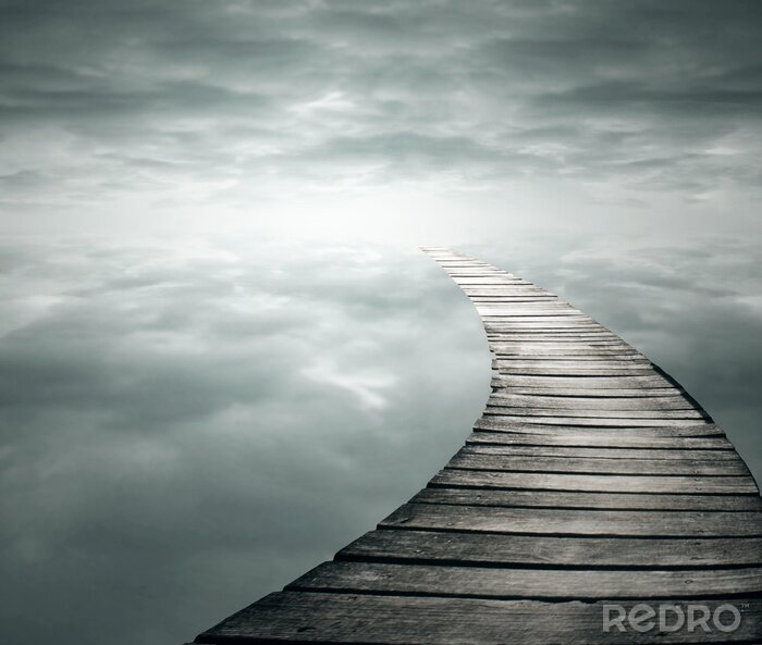 Fotobehang Abstracte pier in de wolken