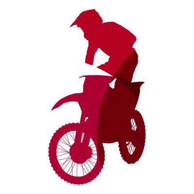 Fotobehang Abstracte rode motorcrosser geometrische silhouet