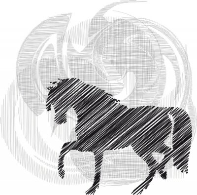 Fotobehang Abstracte schets van een paard