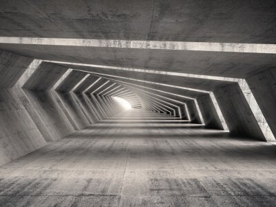 Fotobehang Abstracte tunnel in beton