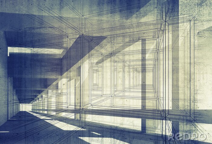 Fotobehang Abstracte tunnel met schets