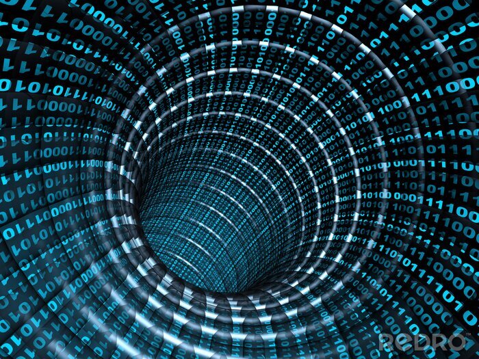Fotobehang Abstracte tunnel van binaire code