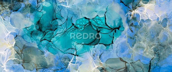 Fotobehang Abstracte turquoise achtergrond geschilderd met waterverf