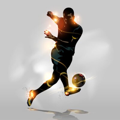 Fotobehang abstracte voetballer omringd door lichten