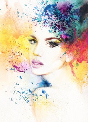 abstracte vrouw portret. waterverfillustratie