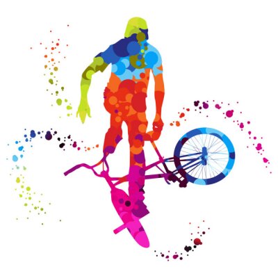 Fotobehang Abstracte weergave van een fietser