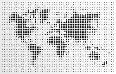 Fotobehang Abstracte wereldkaart met zwarte stippen