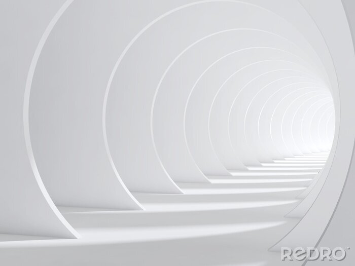 Fotobehang Abstracte witte ruimte 3D-tunnel