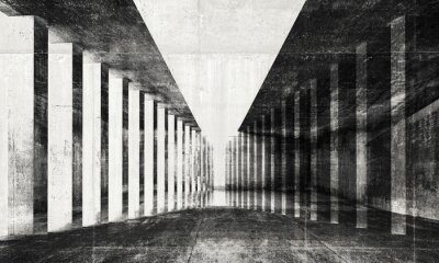 Fotobehang Abstracte zwart-wit tunnel