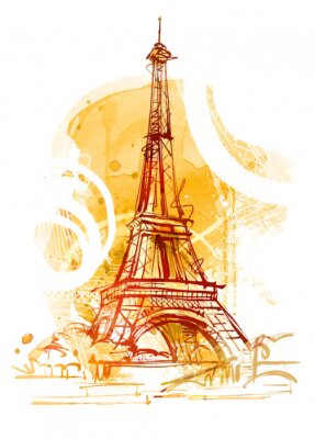 Fotobehang Abstractie van Parijs en Eiffeltoren