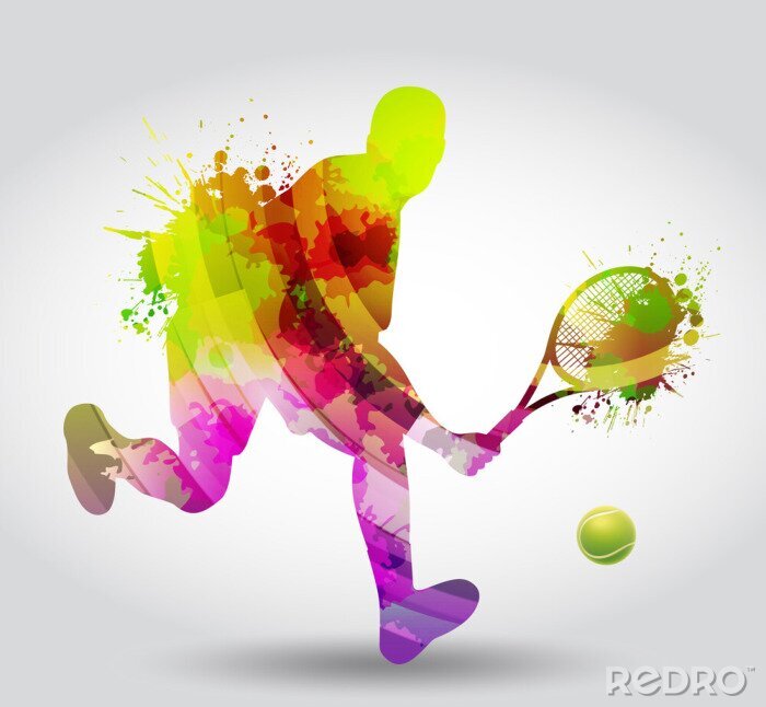 Fotobehang Abstractie van tennis in 3D