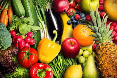 Fotobehang Achtergrond van groenten en fruit