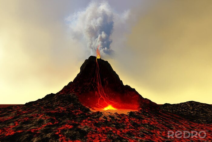 Fotobehang Actieve vulkaan met lava