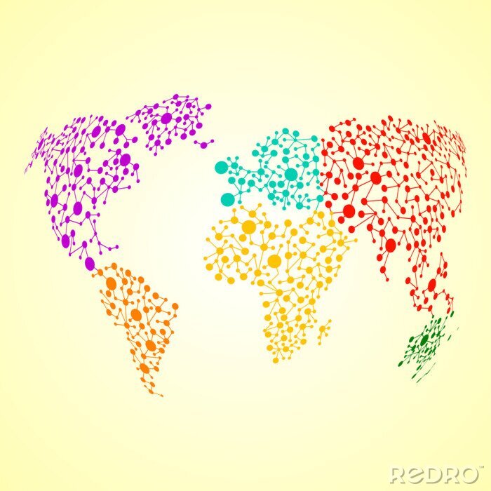 Fotobehang Afgeronde gekleurde kaart
