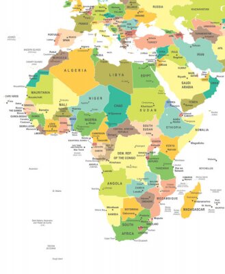 Afrika kaart - zeer gedetailleerde vector illustratie.