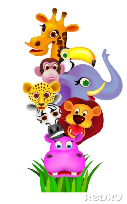 Fotobehang Afrikaanse dierenkoppen kunstwerk voor kinderen