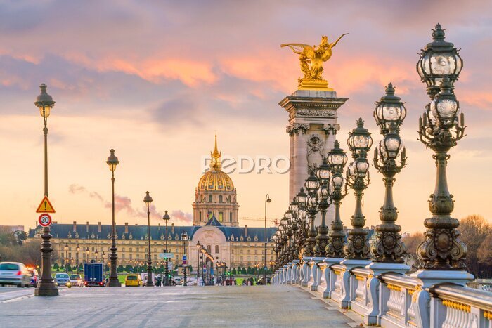 Fotobehang Alexandre III-brug over de Seine in Parijs