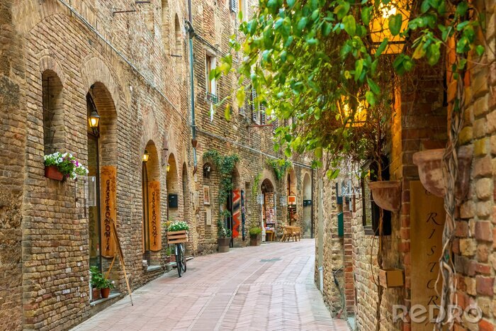 Fotobehang Alley in old town San Gimignano Tuscany Italy