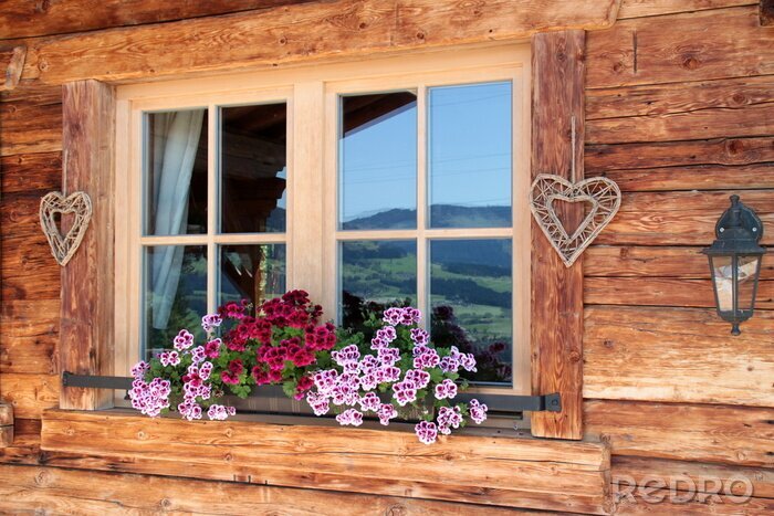 Fotobehang Alpen in het venster