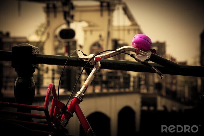 Fotobehang Amsterdamse fiets uitzicht