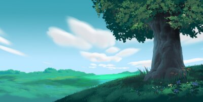 Anime Style Environment Background, Cartoon Illustration Cover